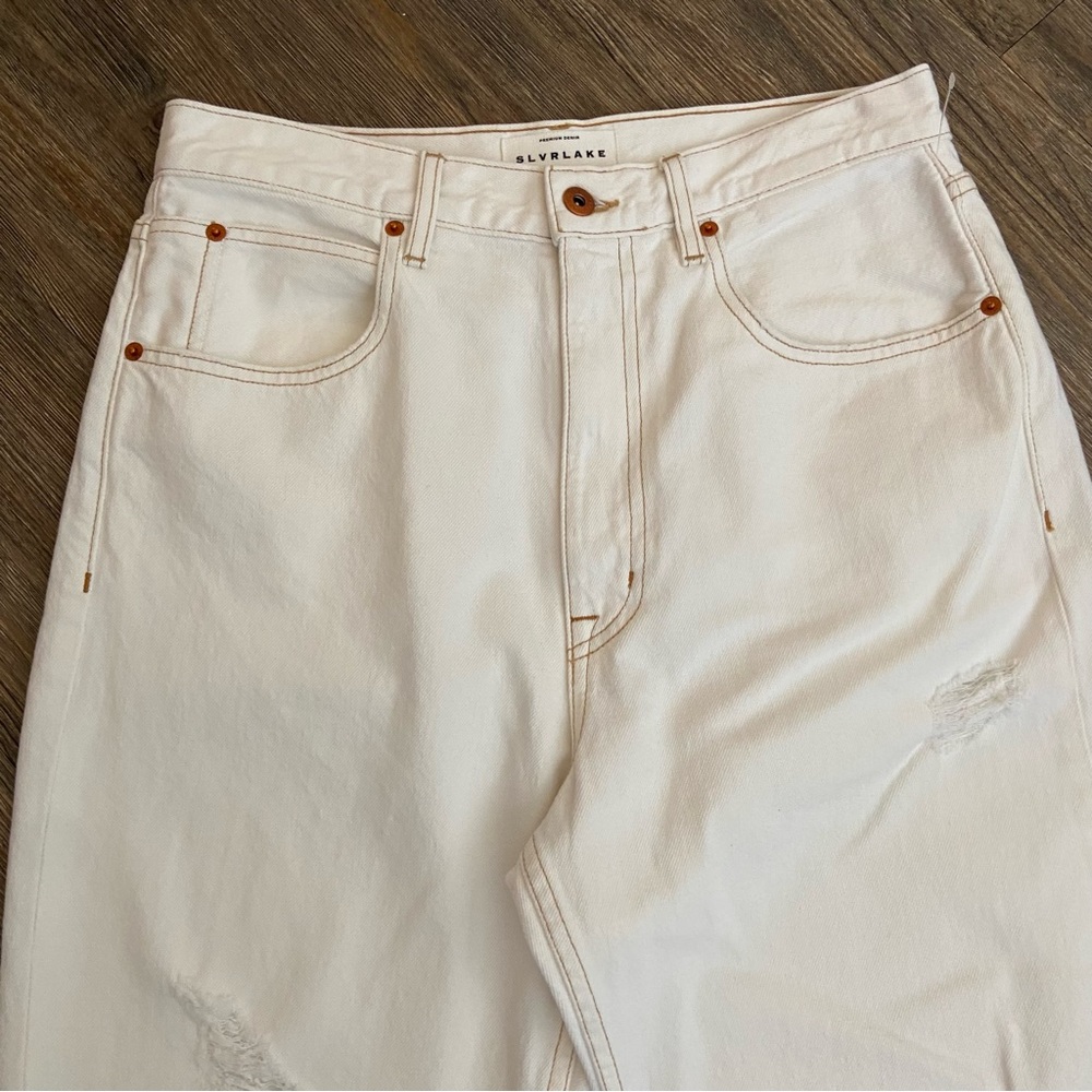 SLVRLAKE Dakota Ivory Destructed Jeans Size 30 - Picture 4 of 14